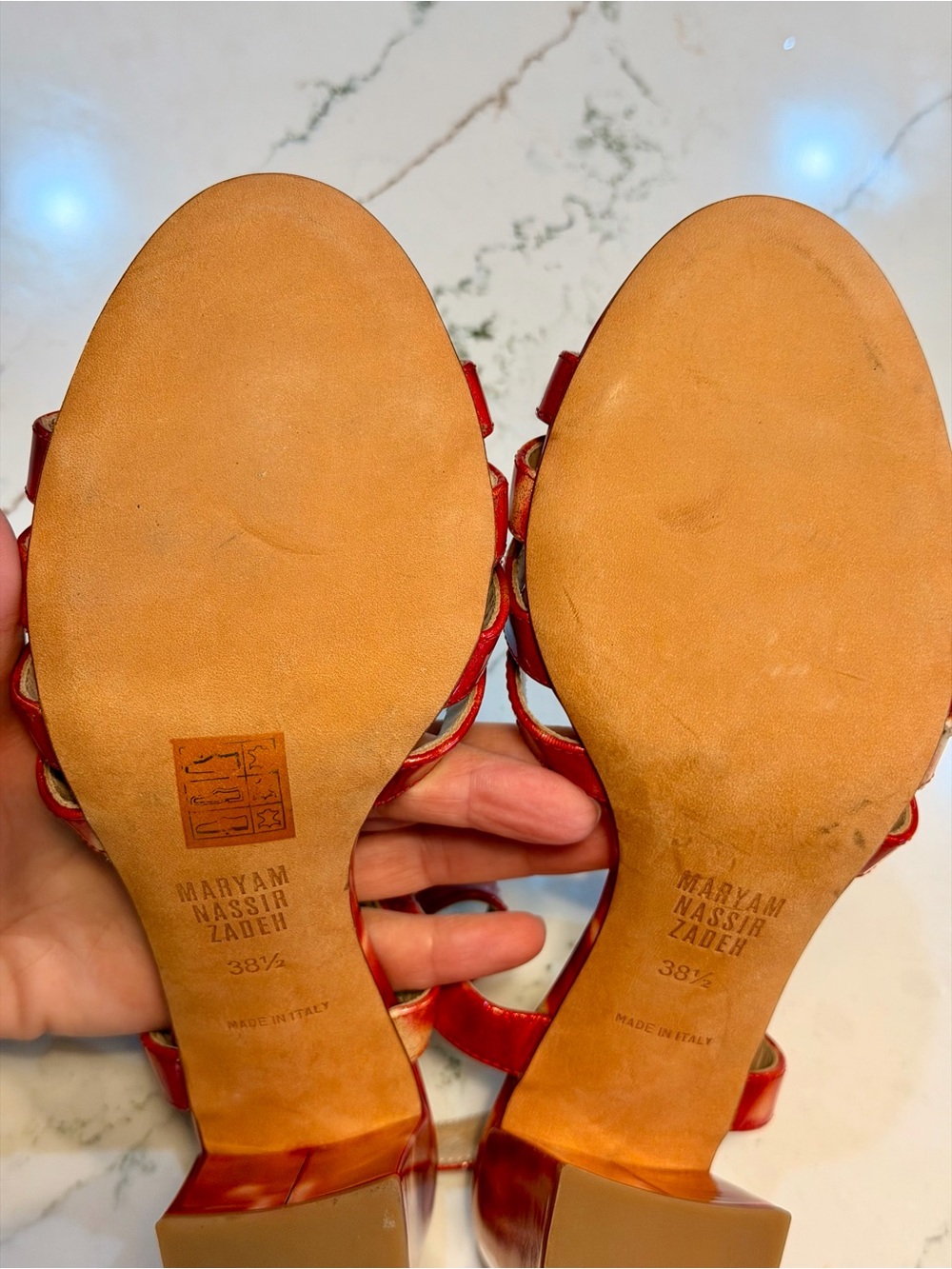 Maryam Nassir Zadeh Palma Low Sandal- Red Tortoise Print Size 38.5 US 8 - Picture 13 of 13